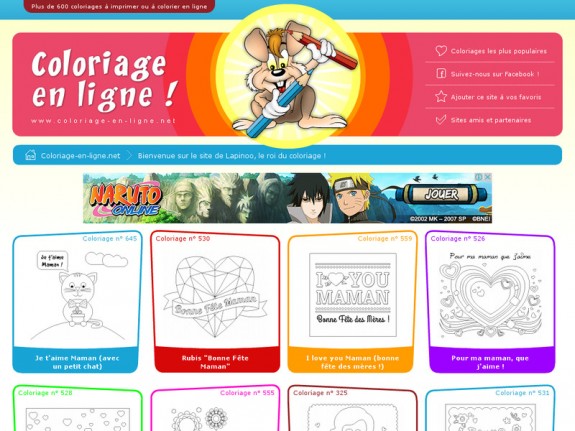 Aperçu du site pour enfants 'Coloriage en ligne . net'