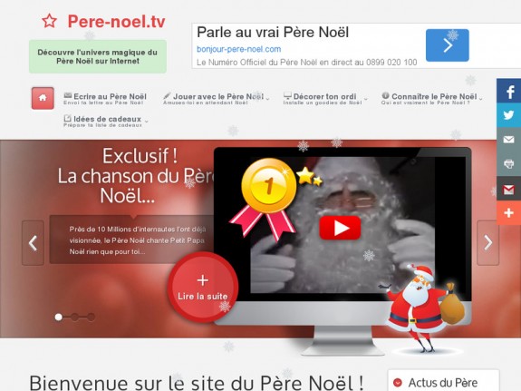 Aperçu du site pour enfants 'Pere-Noel.TV'