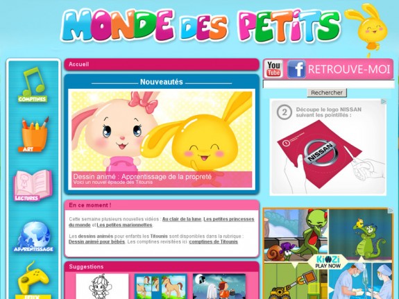 Aperçu du site pour enfants 'Monde des petits'