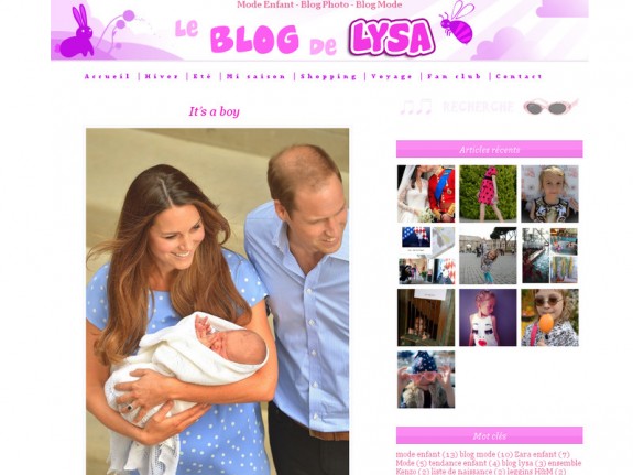 Aperçu du site pour enfants 'Le blog mode de Lysa'