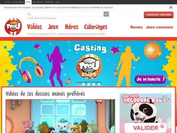 Aperçu du site pour enfants 'TFOU, le site jeunesse de TF1'