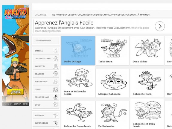 Aperçu du site pour enfants 'Coloriages.info : coloriages à imprimer'