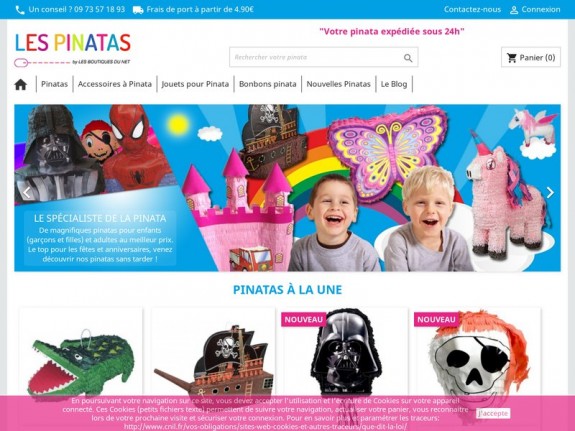 Aperçu du site pour enfants 'Une pinata prête à l'emploi - Les-pinatas.com'