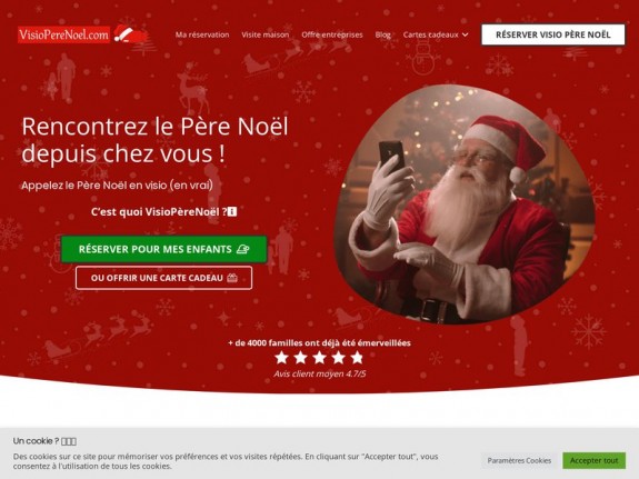 Aperçu du site pour enfants 'Visio avec le Père Noël'