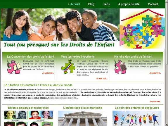 Aperçu du site pour enfants 'Les Droits de l'Enfant - DroitsEnfant.fr'
